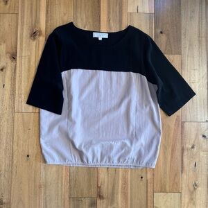 LOFT Black and Cream Women's Top size S Small‎